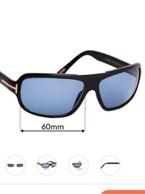 Tom Ford Men's Black Frame Sunglasses with Blue Lenses